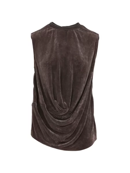 Top Rick Owens fără mâneci drapat maro