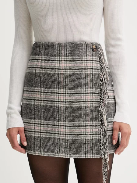 Fustă din denim Pepe Jeans de lână gri