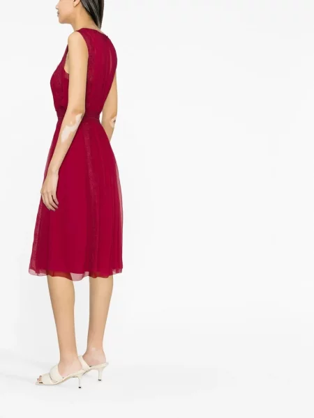 Μεταξωτή αμάνικη μίντι φόρεμα Alberta Ferretti κόκκινο