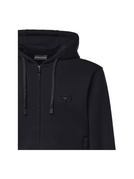 Bluza z kapturem Emporio Armani z kapturem z logo niebieska