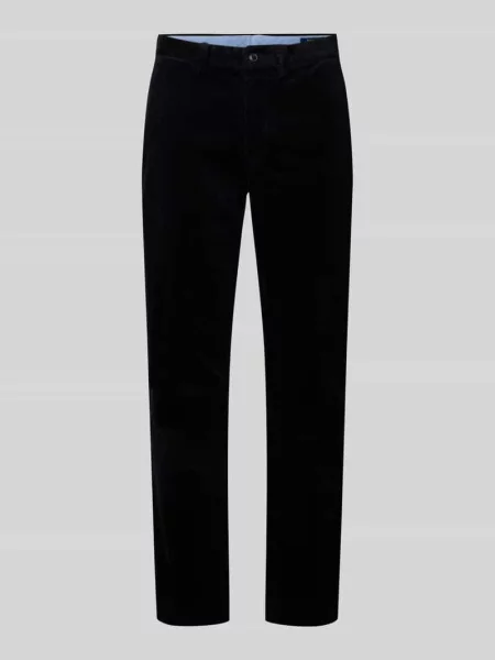 Spodnie sztruksowe o kroju straight fit z mieszanki bawełny Polo Ralph Lauren czarne