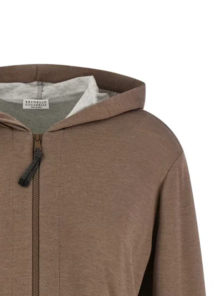 Hoodie Brunello Cucinelli με κέντημα καφέ