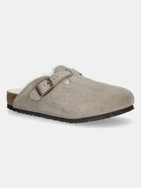 Birkenstock Detské semišové šľapky Boston béžová