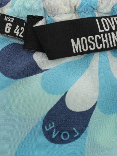 Top Love Moschino w kwiatki z nadrukiem niebieski