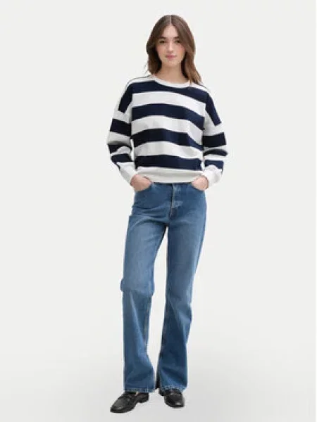 Tom Tailor Denim Mikina Tmavomodrá bílá