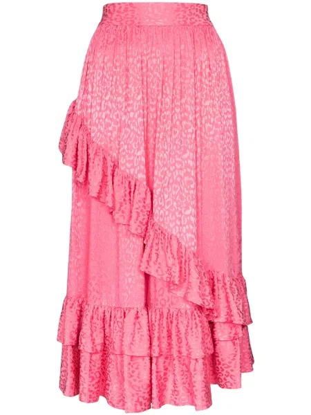 Fustă midi Batsheva până la genunchi roz