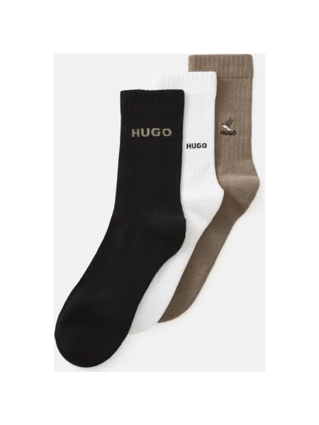 Skarpety HUGO Qs Embroidery czarne zielone khaki 3 pary białe
