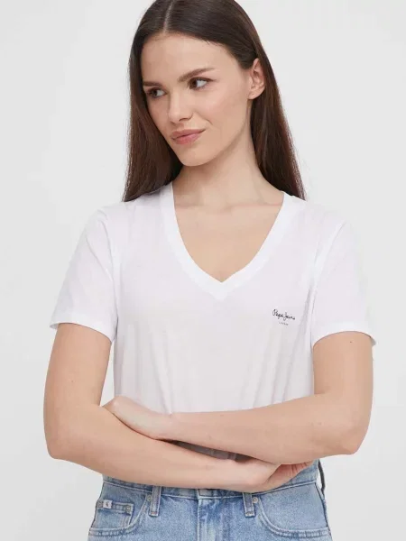 Тениска Pepe Jeans LORETTE V NECK бяло