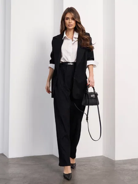 Штани класичні ISSA Plus вельвет чорний