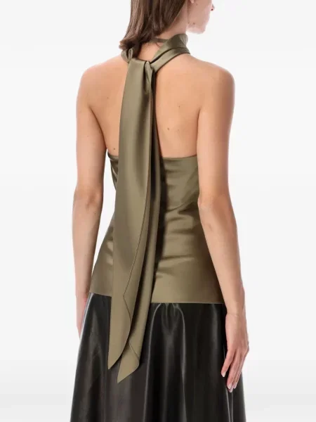 Топ Ralph Lauren Collection връзки с халтер деколте зелено