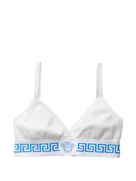 Sutien Versace din jerseu cu nervuri alb