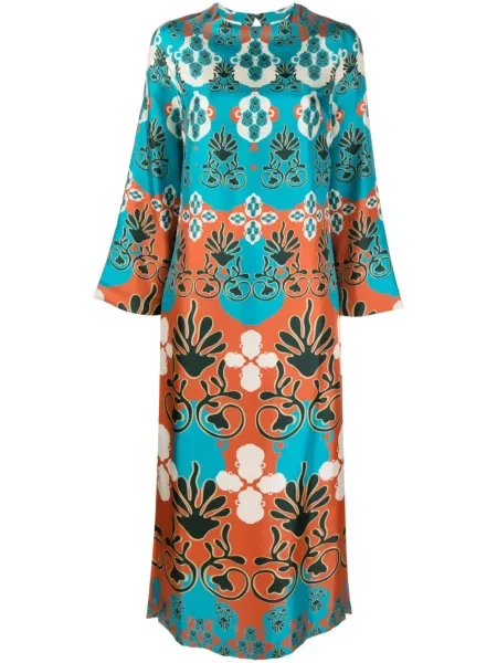 Rochie midi Paula din jacard albastru