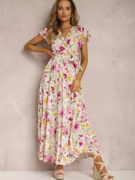 Rochie Alb-Roz Arginca alb