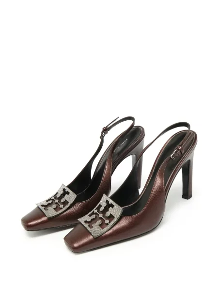 Nyitott sarkú körömcipő Tory Burch barna