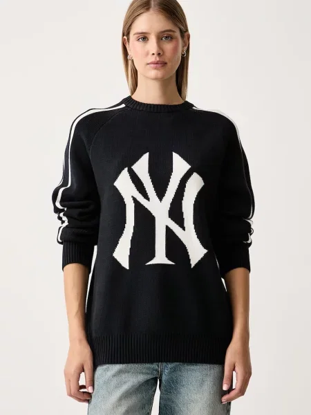 New Era sweter z wiskozą granatowy