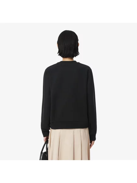 Lacoste Bluza Z Polaru Z Okrągłym Dekoltem Relaxed Fit czarna