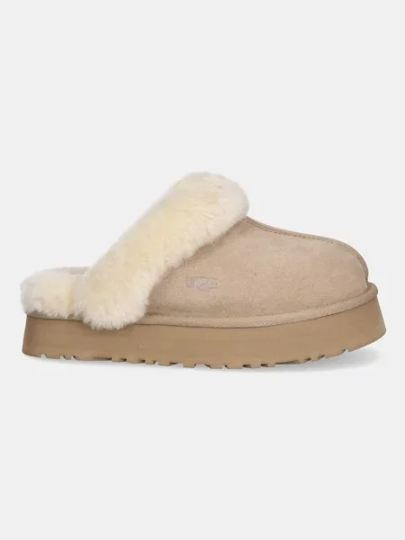 Замшевые тапочки Ugg бежевые