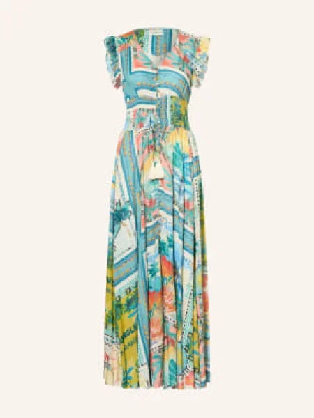 Miss June Sukienka Taly Z Falbanami blau biała