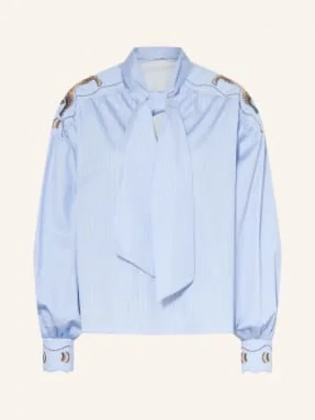 Ivi Collection Bluzka Z Odpinanym Kokardą blau biała