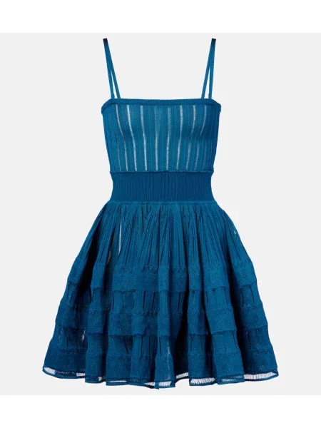 Dzianinowa sukienka Alaïa niebieska
