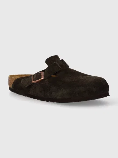 Semišové pantofle Birkenstock Boston hnědá
