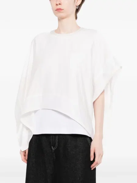 Top Sacai cu decolteu rotund alb