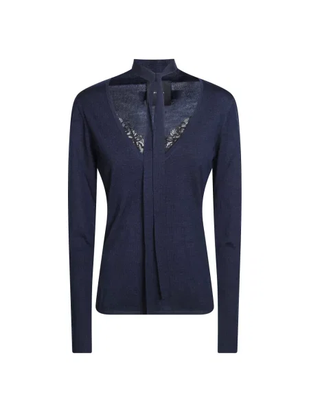 Sweter Pinko z dekoltem w serek niebieski