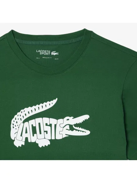 Lacoste Koszulka Sport O Regularnym Kroju Z Nadrukowanym Dekoltem zielony
