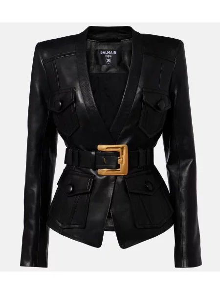 Cu centură geanta de piele Balmain negru
