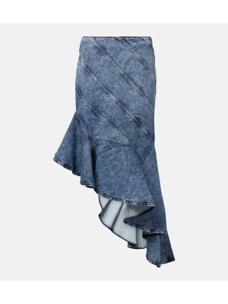 Fustă din denim Alaïa până la genunchi albastru