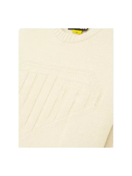 Sweter Iuter wełniany z logo beżowy