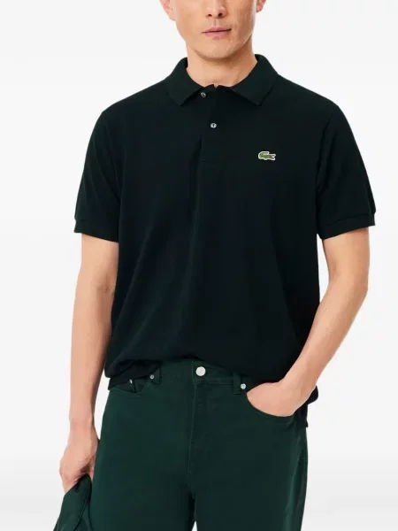Tricou polo Lacoste clasic cu autograf verde