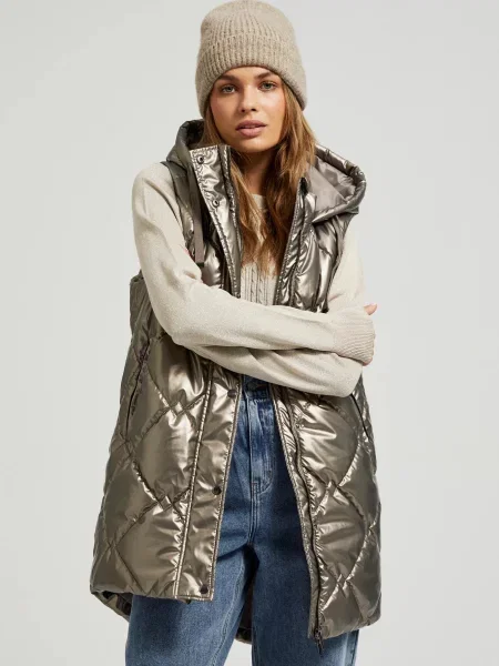 Vestă Moodo cu glugă bej