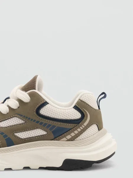 Buty sportowe sznurowane ze wstawkami khaki Dzieci 39 MANGO KIDS