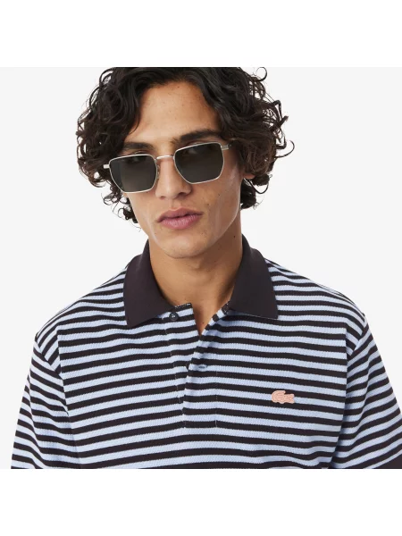 Lacoste Classic Fit Teksturowana Koszulka Polo W Paski niebieski