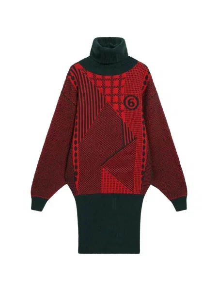 Rochie mini Mm6 Maison Margiela cu imprimeu geometric roșu