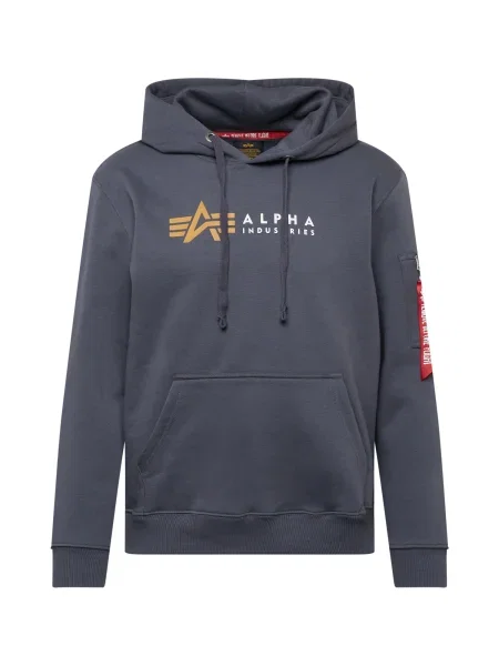 Férfi Alpha Industries Alpha Label szürke/fekete melegítőfelső. Méret: S fekete