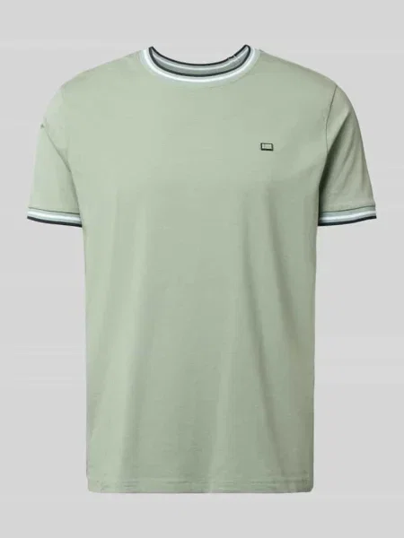 T-shirt z paskami w kontrastowym kolorze i okrągłym dekoltem Christian Berg Men