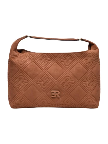 Lniana torebka hobo Ermanno Scervino brązowa