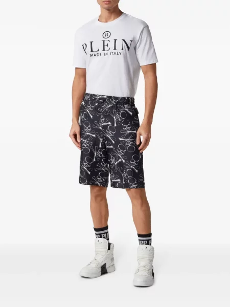 Šilkinės raštuotos šortai Philipp Plein juoda