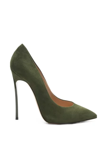 Pantofi cu toc Casadei din piele de căprioară verde