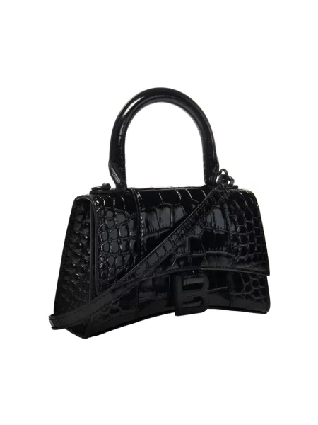 Torebka skórzana Balenciaga Hourglass skórzana elegancka czarna