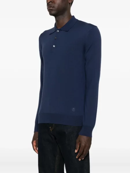 Lung tricou polo Corneliani albastru