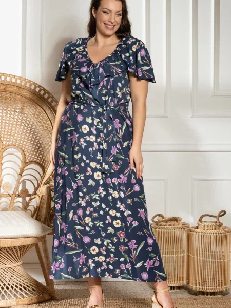 Rochie Karko cu model floral albastru