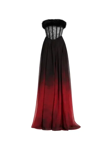 Sukienka maxi Elie Saab szyfonowa gradientowa czarna