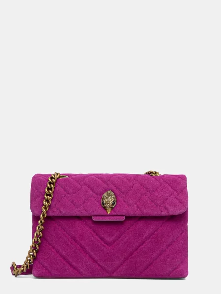 Torebka skórzana Kurt Geiger London zamszowa z kamieniami fioletowa