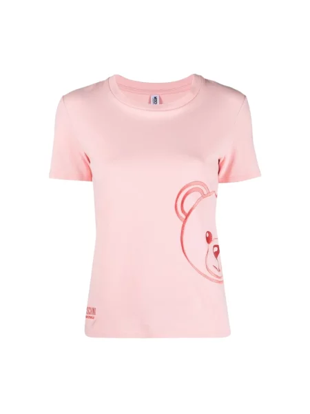 Koszulka Moschino z logo różowa