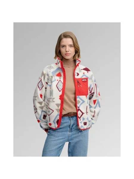 Polar Superdry Outdoor Printed Full Zip czerwony niebieski XS biały