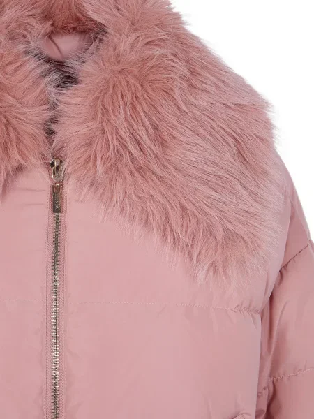 Gulerat geacă Twinset cu blană roz