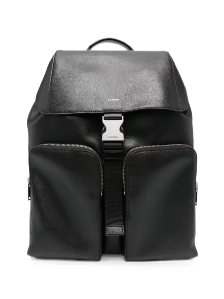Rucsac Sandro din piele cu cataramă negru